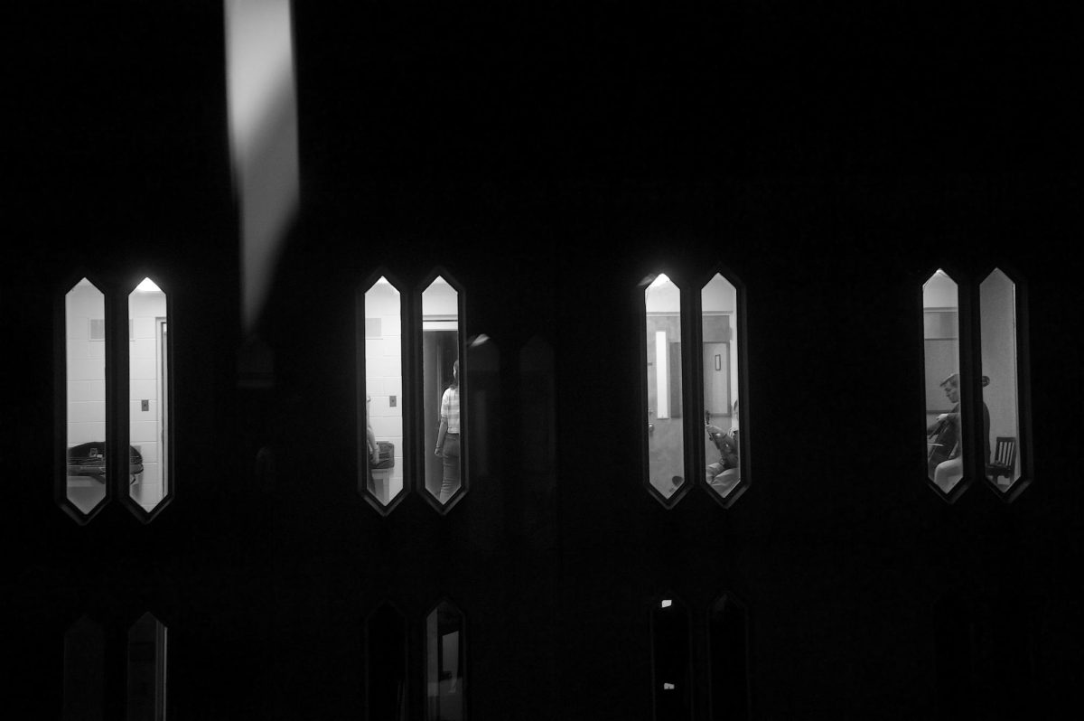 Students use the practice rooms in Robertson Hall