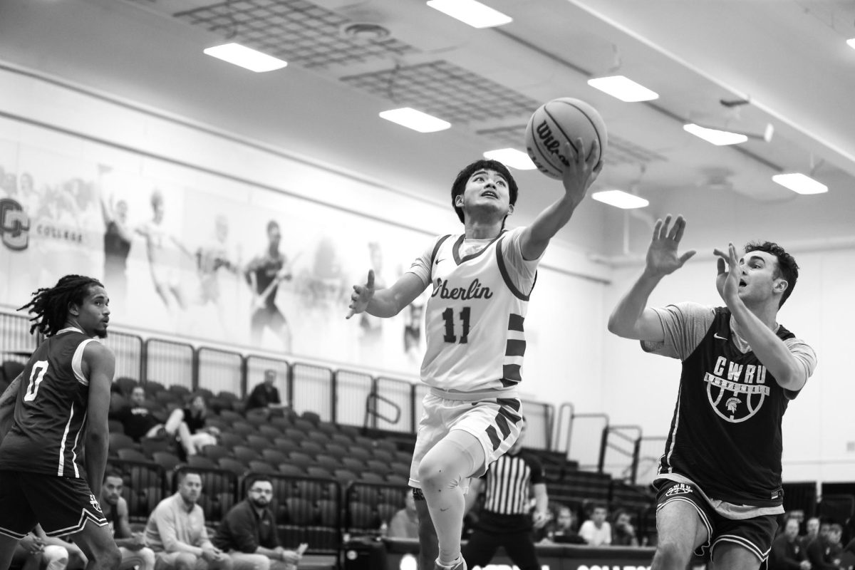 Yuuki Okubo goes for a layup against Case Western Reserve University in preseason scrimmage.