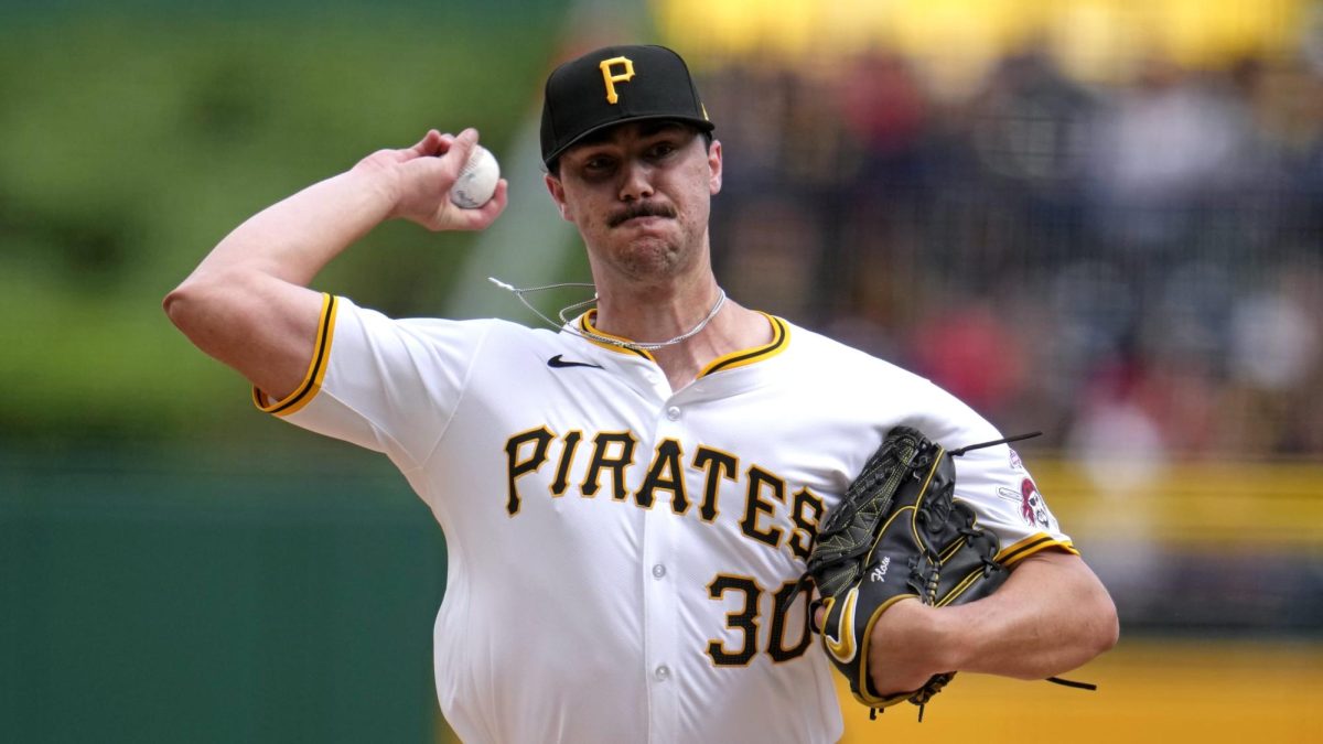 Pittsburgh Pirates rookie right-hander Paul Skenes throws a pitch.
