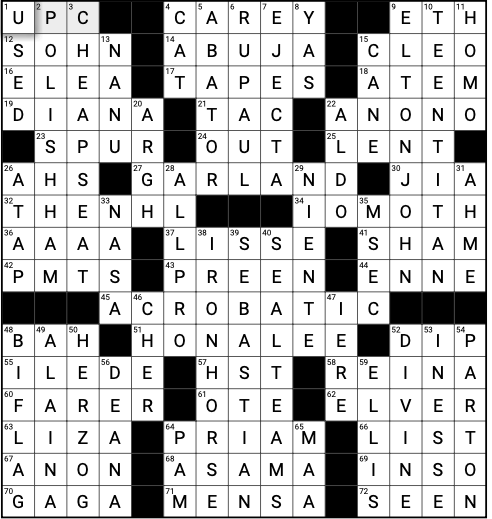 Crossword answers 11/8 "Queer Icons and Iconic Queers"