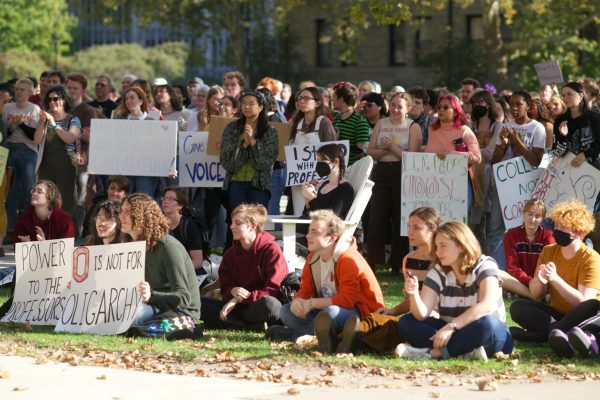 Students protest changes to the College bylaws in fall 2022.