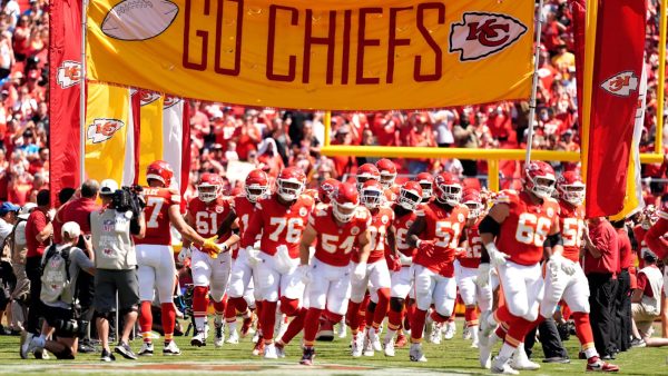 Kansas City Chiefs run out of the tunnel ahead of a game. 