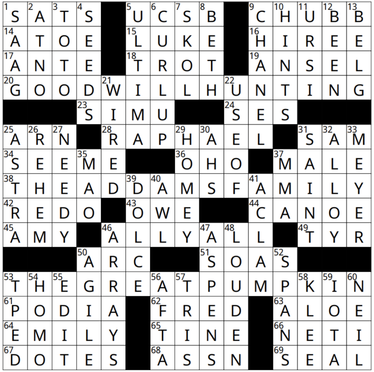 "Fall Flicks" — 9/26 Crossword Answers