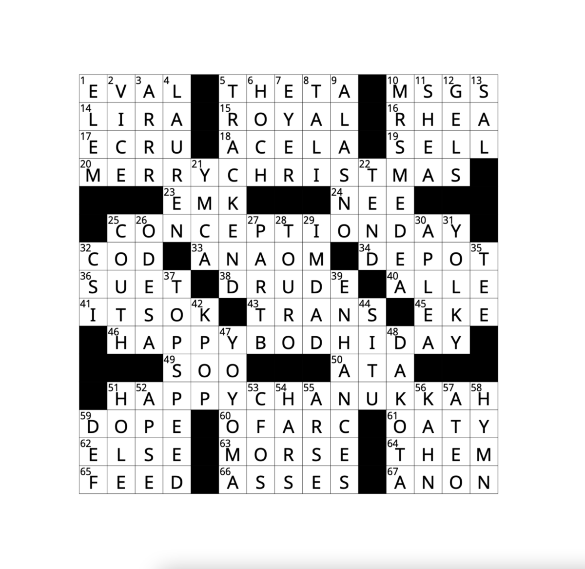Crossword Answers 12/12