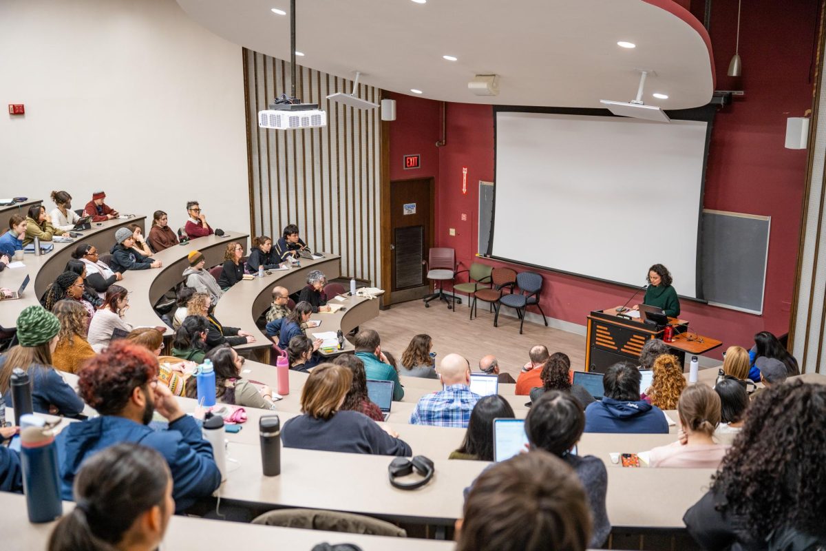 Students pack King 106 to hear faculty perspectives on the recent U.S. intervention in Venezuela.