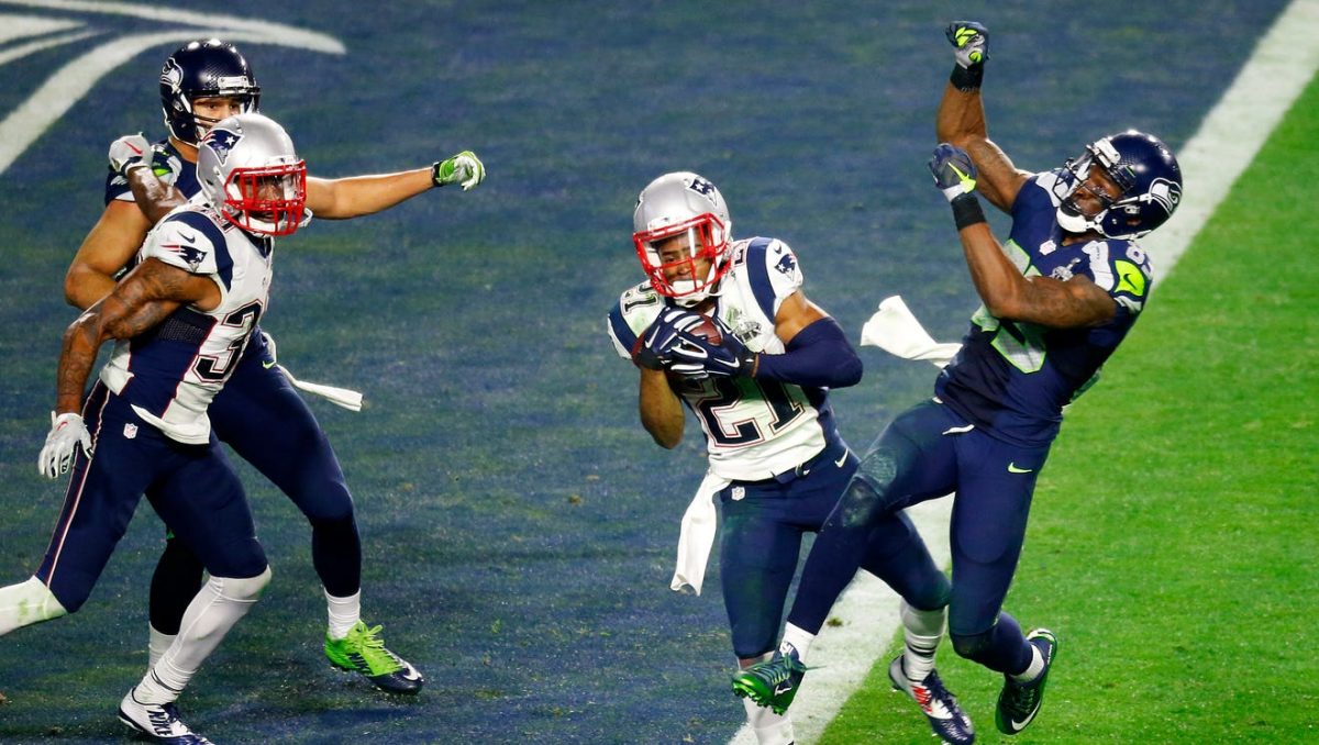 Malcom Butler's iconic interception in Super Bowl 49. 
