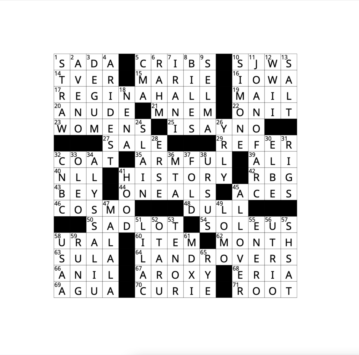 Crossword Answers 3/6