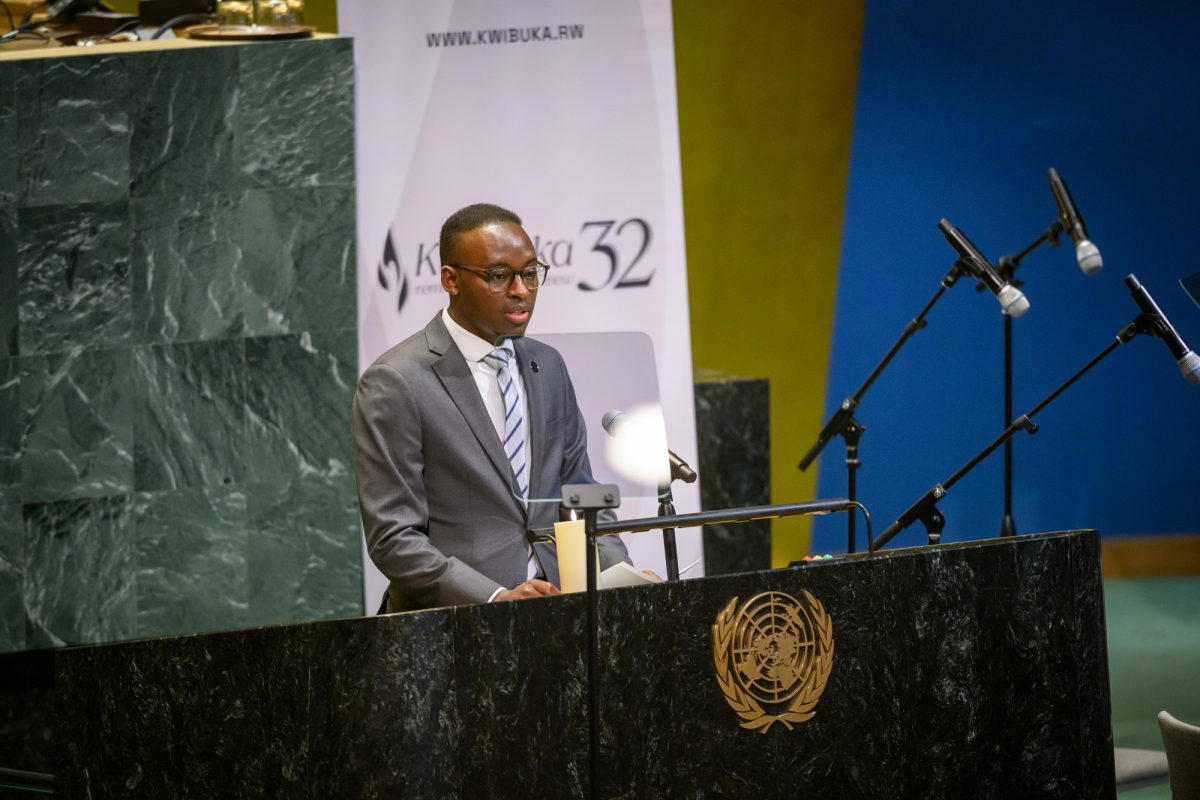 Chief Information Officer Marcel Mutsindashyaka addresses the UN.