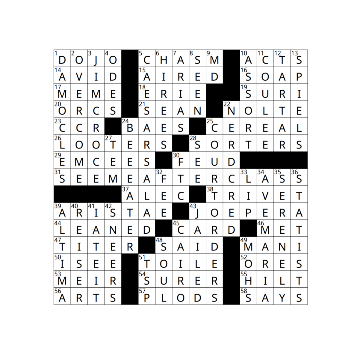 Crossword Answers 4/3